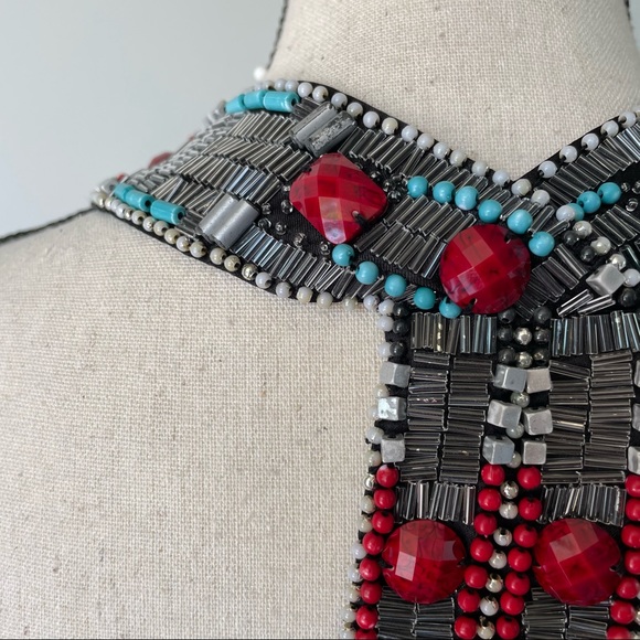 BEBE Silk Beaded Snake Printed Top - Picture 14 of 16